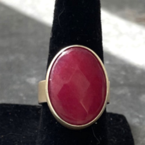 Baroni Jewelry - Pink Ruby Gold vermeil Oval Pink Ruby signed Baroni Ring Size 5.5
